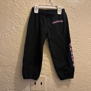 Kids chrome heart sweat pants pink and black
